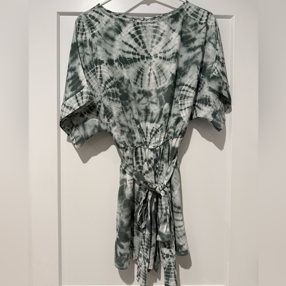 Tyche Gray and White Shorts Romper